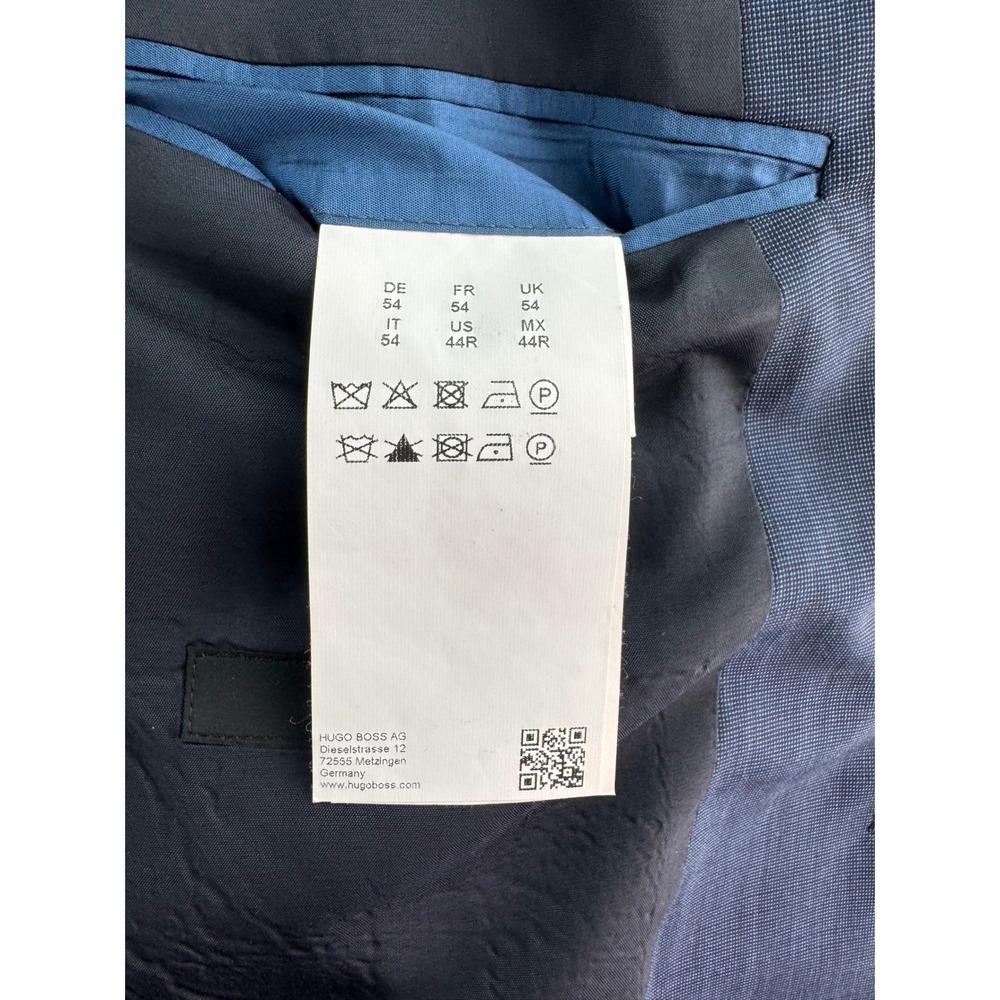 HUGO BOSS Mens Blue Wool Blend Sport Coat Blazer Jacket Size 44R Two Button - Picture 7 of 16